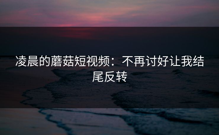 凌晨的蘑菇短视频：不再讨好让我结尾反转