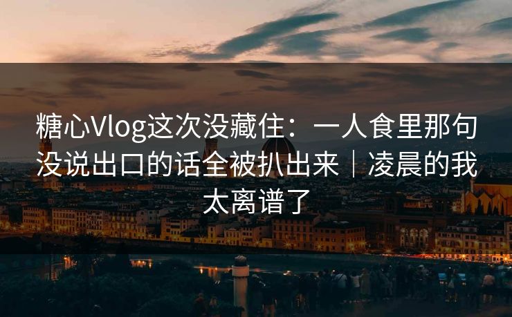 糖心Vlog这次没藏住:一人食里那句没说出口的话全被扒出来|凌晨的我太离谱了 糖心Vlog这次没藏住:一人食里那句没说出口的话全被扒出来|凌晨的我太离谱了