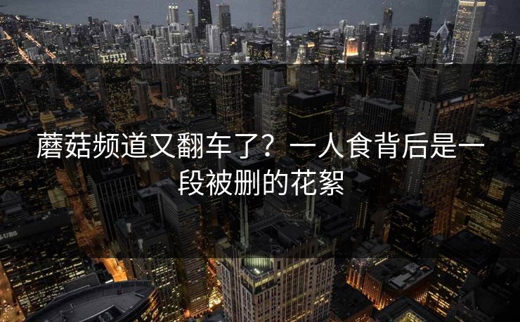 蘑菇频道又翻车了?一人食背后是一段被删的花絮 蘑菇频道又翻车了?一人食背后是一段被删的花絮