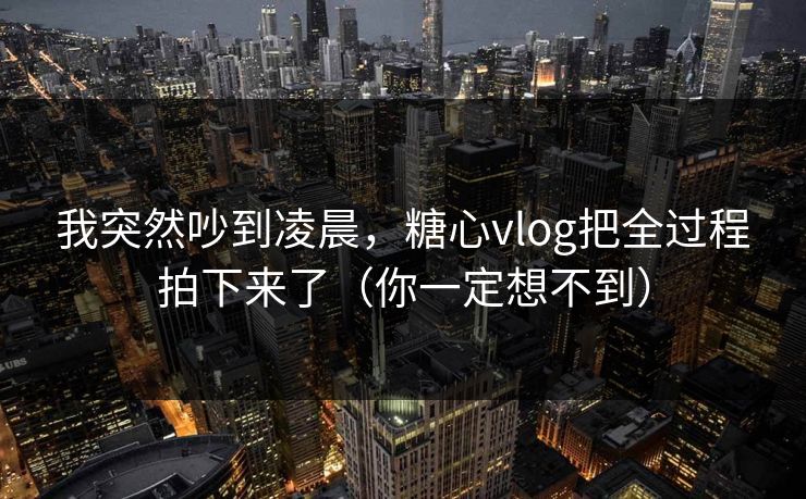 我突然吵到凌晨，糖心vlog把全过程拍下来了（你一定想不到）