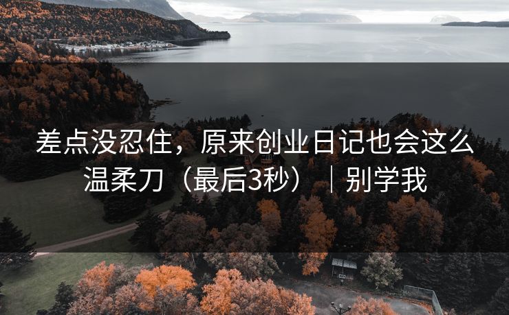 差点没忍住,原来创业日记也会这么温柔刀(最后3秒)|别学我 差点没忍住,原来创业日记也会这么温柔刀(最后3秒)|别学我