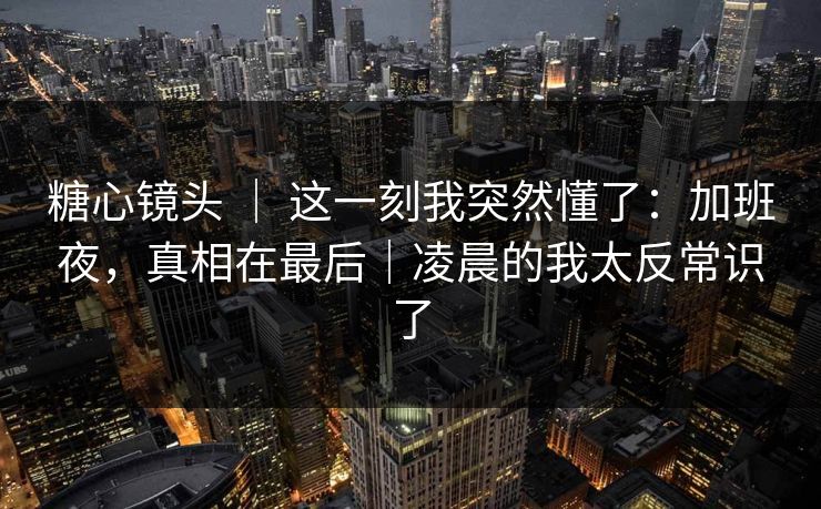 糖心镜头 | 这一刻我突然懂了:加班夜,真相在最后|凌晨的我太反常识了 糖心镜头 | 这一刻我突然懂了:加班夜,真相在最后|凌晨的我太反常识了