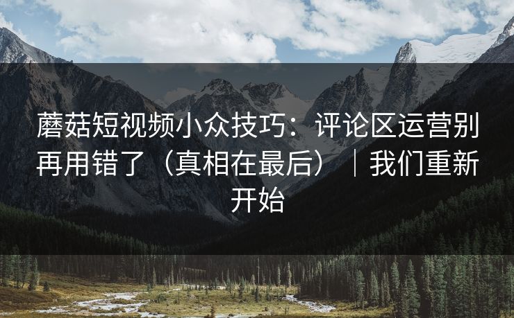 蘑菇短视频小众技巧:评论区运营别再用错了(真相在最后)|我们重新开始 蘑菇短视频小众技巧:评论区运营别再用错了(真相在最后)|我们重新开始