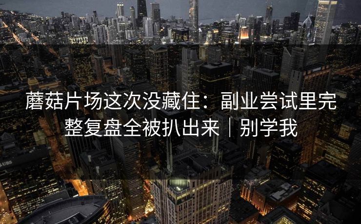蘑菇片场这次没藏住:副业尝试里完整复盘全被扒出来|别学我 蘑菇片场这次没藏住:副业尝试里完整复盘全被扒出来|别学我