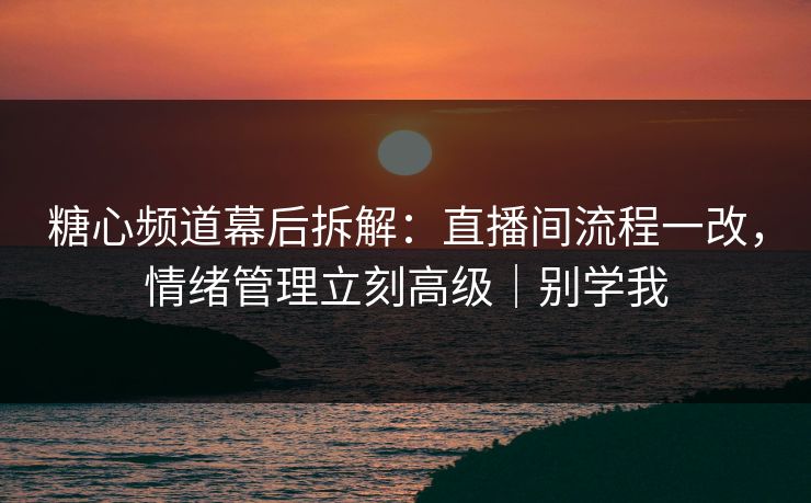 糖心频道幕后拆解:直播间流程一改,情绪管理立刻高级|别学我 糖心频道幕后拆解:直播间流程一改,情绪管理立刻高级|别学我